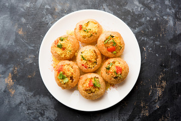 Sev puri - Indian snack and a type of chaat. Popular in Mumbai/pune from Maharashtra. it's a roadside food also served as a starter in restaurants