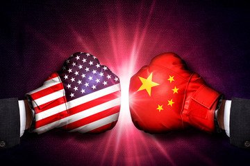 Diplomatic and Trade conflict Concept  between China and USA