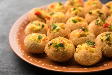 Sev puri - Indian snack and a type of chaat. Popular in Mumbai/pune from Maharashtra. it's a roadside food also served as a starter in restaurants