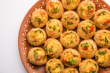 Sev puri - Indian snack and a type of chaat. Popular in Mumbai/pune from Maharashtra. it's a roadside food also served as a starter in restaurants