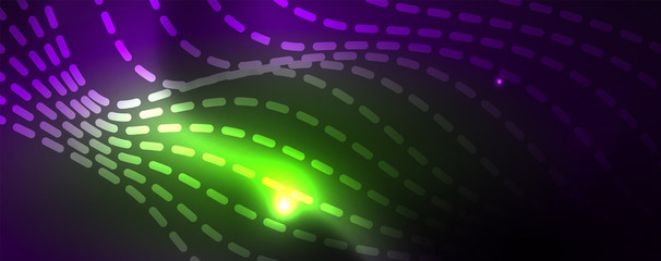Obraz premium Neon vector wave lines abstract background, magic futuristic techno design