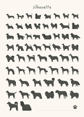 Various dog breeds specimen Mega set. flat design style minimal vector illustration.