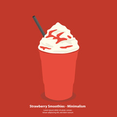 strawberry smoothies with whipping cream - minimalism