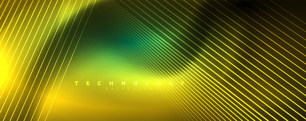 Vector neon light lines concept, abstract background