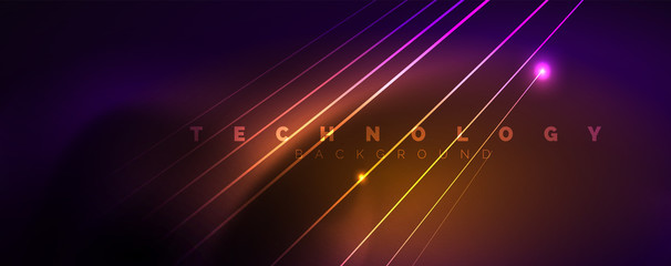 Color light with lines, outer space background, bright rays