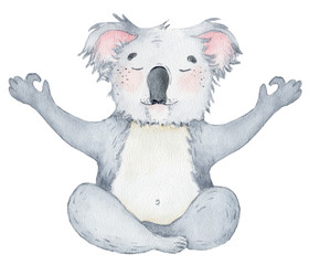 Koala bear cute animal character watercolor illustration © EvgeniiasArt