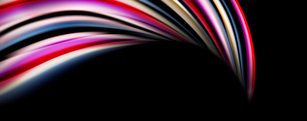 Fluid color waves with light effects, vector abstract background