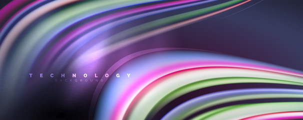 Fluid color waves with light effects, vector abstract background