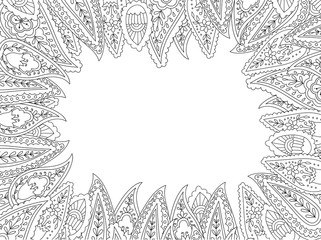 Floral hand drawn paisley frame in zentangle inspired style. - 275043369