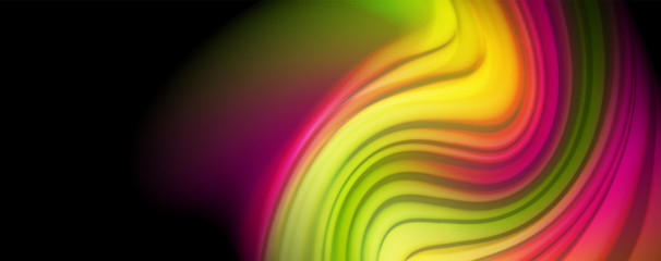 Flowing liquid colors - modern colorful flow poster. Wave liquid shapes. Art design for your design project