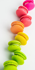 A french sweet delicacy, macaroons variety closeup.macaroon colourful texture.