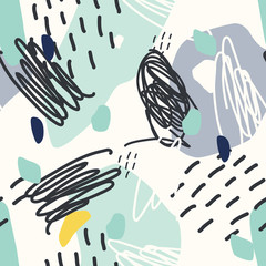 Vector seamless pattern. Abstract background with brush strokes.