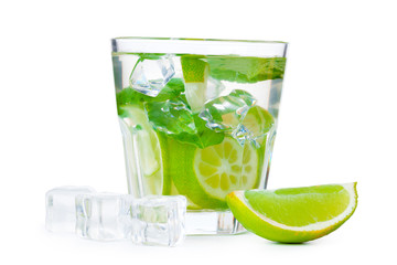 cold fresh lemonade. Isolated on white background with clipping path