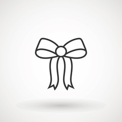 Ribbon Bow Vector Icon. Black gift bow silhouette. Template design for surprise, celebration event, presents, birthday, Christmas