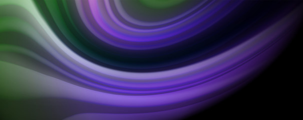 Modern rainbow liquid color flow colorful poster. Wave Liquid shape in black color background. Abstract composition