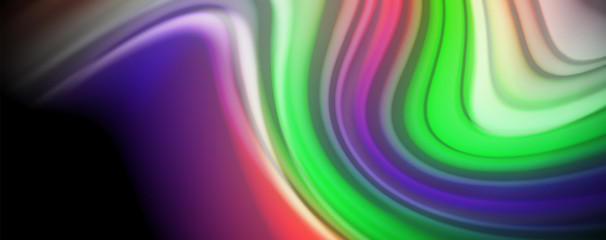 Fluid liquid color wave lines, glowing colorful light effect, abstract composition template. Geometric technology abstract pattern. Movement concept