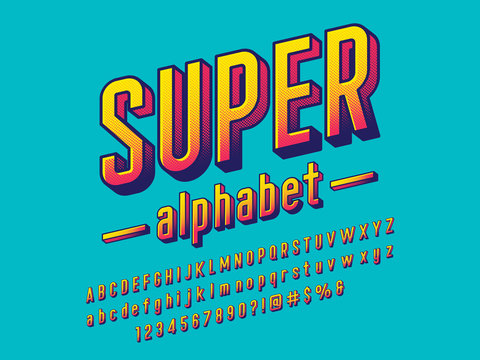 comical halftone style alphabet design