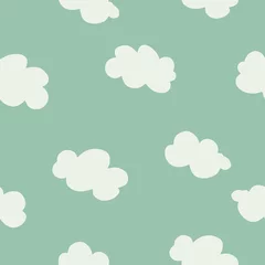 Rolgordijnen White clouds on blue sky seamless pattern. Contemporary minimal repeat vector ornament © Siberica