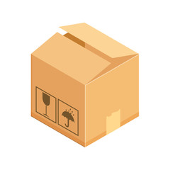 Corrugated box. Concept for cargo shipping, unpacking. Isometric vector illustration isolated on white background.