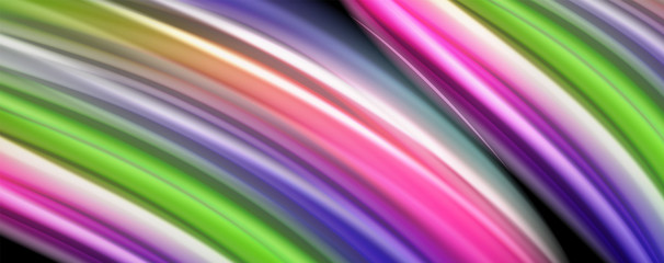 Fluid liquid color wave lines, glowing colorful light effect, abstract composition template. Geometric technology abstract pattern. Movement concept