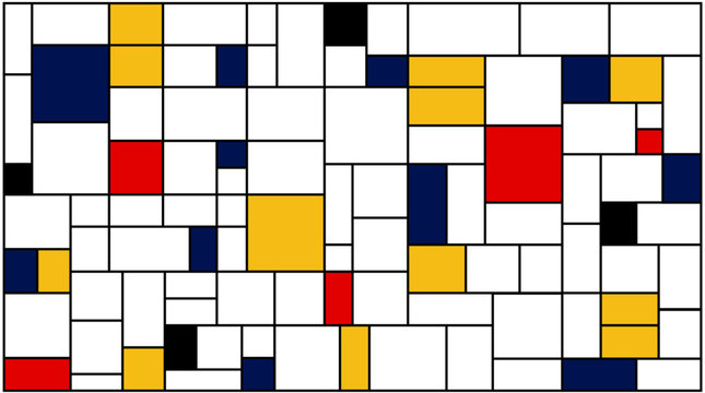 Neoplasticism (Piet Mondrian) Imitation Pattern. Vector Background Texture.