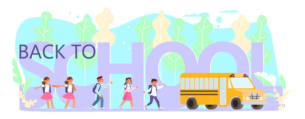 School children go to the schoolbus