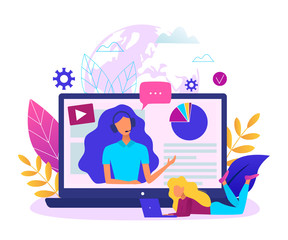 Concept of online education modern vector illustration. Easy to edit and customize.