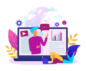 Concept of online education modern vector illustration. Easy to edit and customize.