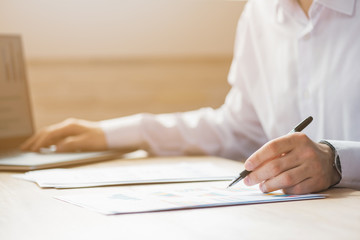 Business man working in a office desktop