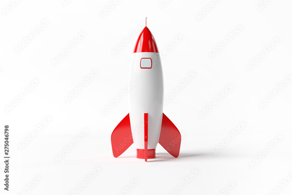Aufkleber old school style rocket isolated on white 3d rendering