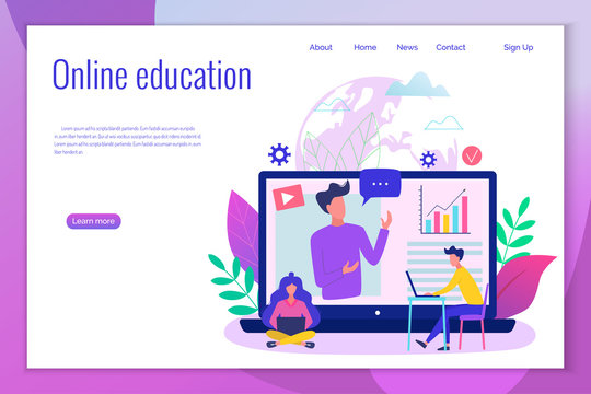Concept of online education modern vector illustration. Easy to edit and customize. Landing page template.