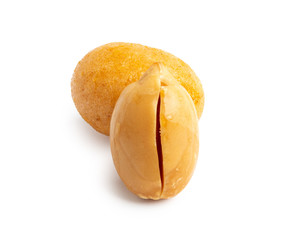 Crispy peanut isolated on white background.