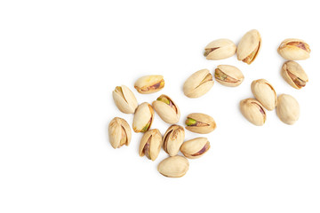 pistachio nuts on white background. empty space for design.