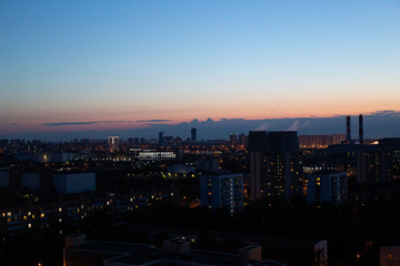 Fototapeta na wymiar Outskirts of Moscow in the evening