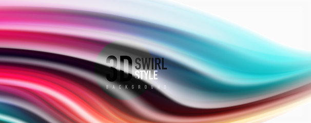 Modern techno Fluid color flow on white colorful poste. Art for your design