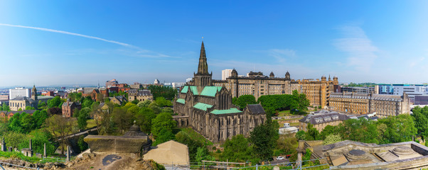 Obraz premium Panoramic Glasgow Cathedral is the oldest cathedral on mainland and is the oldest building in Glasgow and also called St Mungo Cathedral , Scotland