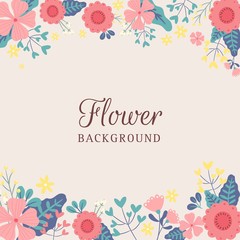 Fototapeta na wymiar Spring Flower / Floral Border / Wreath Background Printed Template - Vector Illustration 