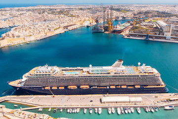 Cruise ship liner port of Valletta, Malta. Aerial view photo