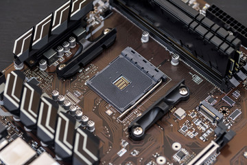 Top view at cpu of motherboard of personal computer