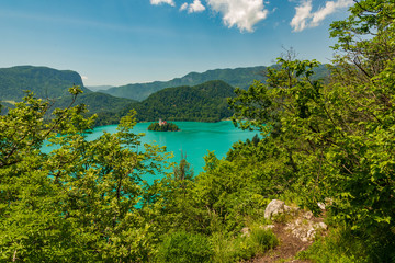 gorgeous Lake Bled in Slovenia at summer time June