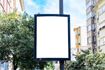 billboard blank mockup and template empty frame for logo or text on exterior street advertising poster screen city background, modern flat style, outdoor banner advertisement