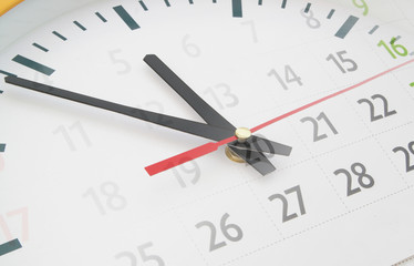 Time and planning concept, collage with clock and calendar page