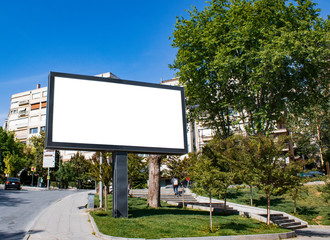 billboard blank mockup and template empty frame for logo or text on exterior street advertising poster screen city background, modern flat style, outdoor banner advertisement
