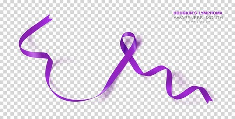 Obraz premium Hodgkins Lymphoma Awareness Month. Violet Color Ribbon Isolated On Transparent Background. Vector Design Template For Poster.