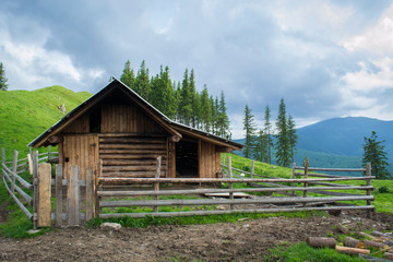 shepherd's house in the mountains. Romanian Carpathians