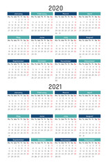 calendar template 2020 and 2021