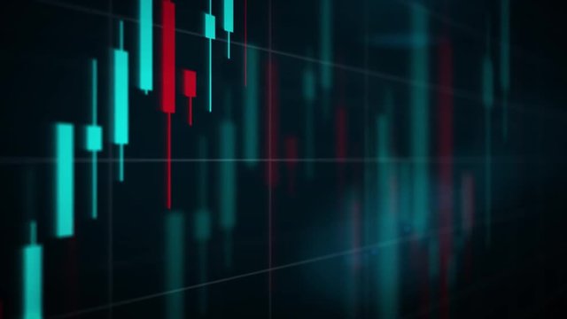 Digital Candlestick Stock Chart 3D View