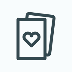 Playing cards isolated icon, casino games outline icon, poker game cards linear vector icon