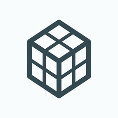 Rubik's cube isolated icon, puzzle game cube linear vector icon, 3d box outline icon