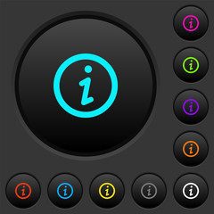 Information dark push buttons with color icons